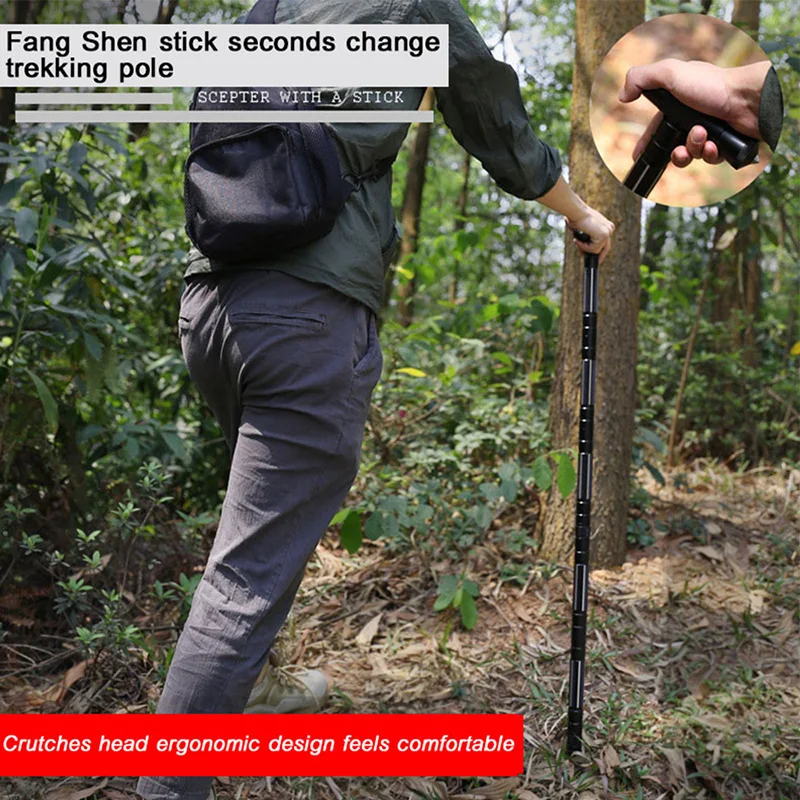 

Tactical Stick Trekking Pole Aluminum Alloy Mountaineering Multi-Functional Portable Hiking Defensive Emergen Camping