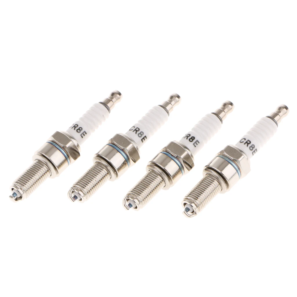 4pcs Ceramic Spark Plugs  Motorcycle Electrical Spark Plug Model CR8E Replacement 