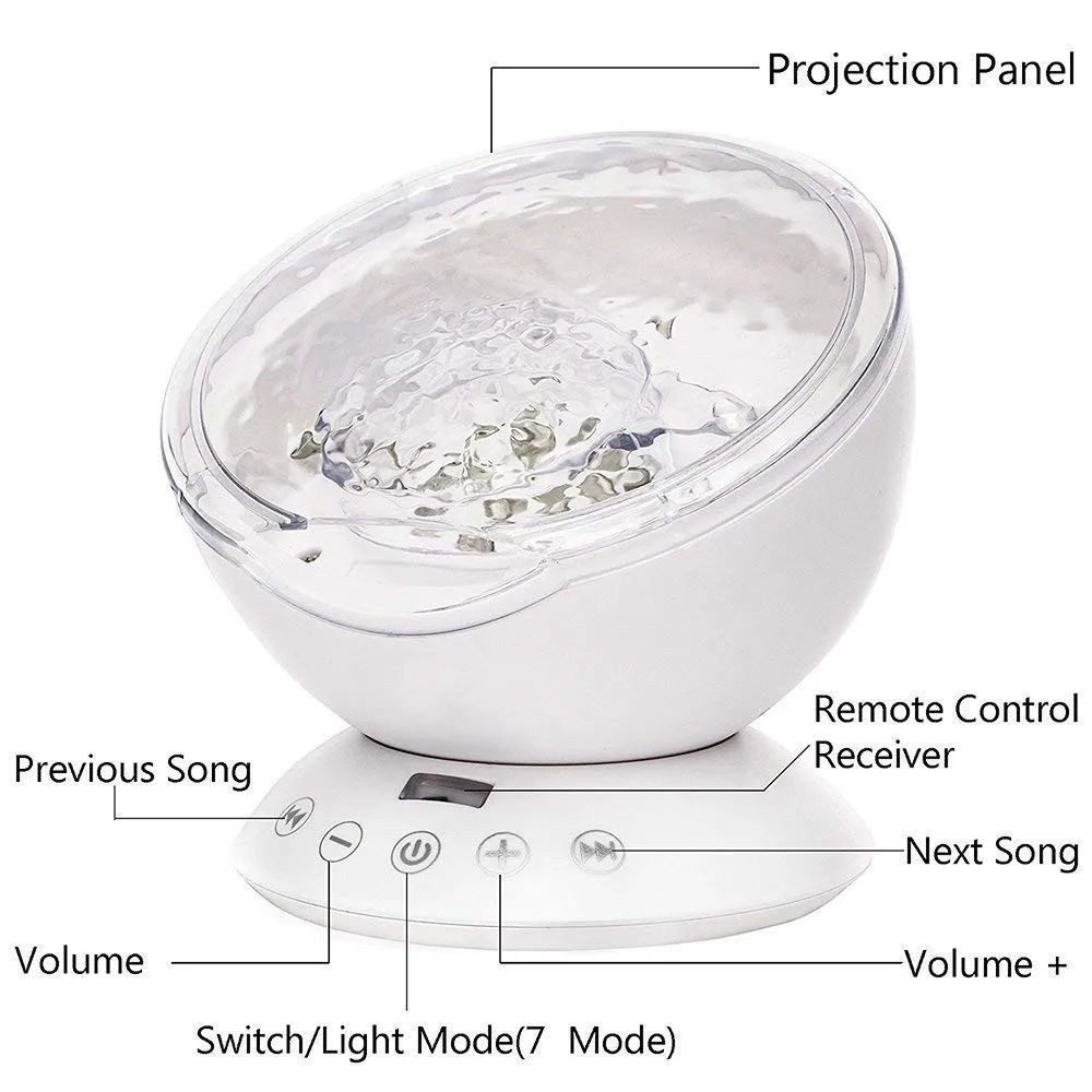 Binval LED Night Light Starry Sky Remote Control Ocean Wave Projector with Mini Music Novelty baby lamp night lamp for kids