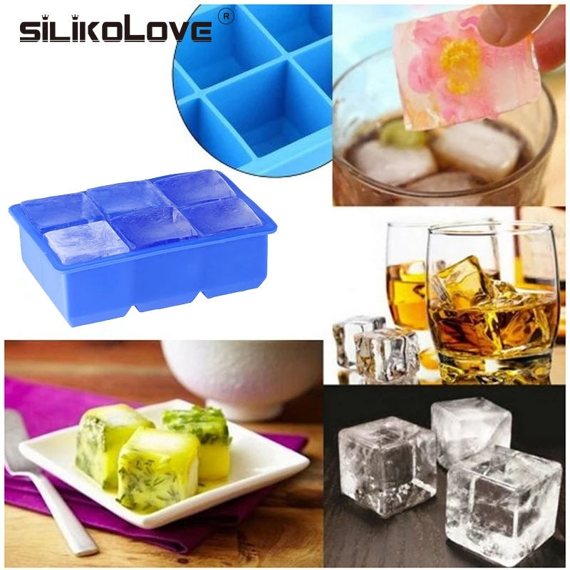 SILIKOLOVE 6 полости 5 см Форма для льда, силиконовый лоток для льда для изготовления мороженого, фруктового пудинга