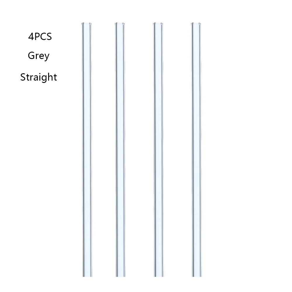 4 шт./лот, прямые или изогнутые формы, многоразовые экологические стеклянные соломинки для здоровья ребенка, для свадьбы, дня рождения, вечеринки, для питья - Цвет: Straight gray