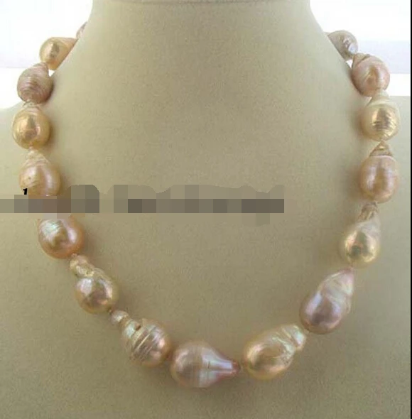 

HOT## Wholesale FREE SHIPPING >freshwater pearl pink reborn keshi drop baroque necklace 17