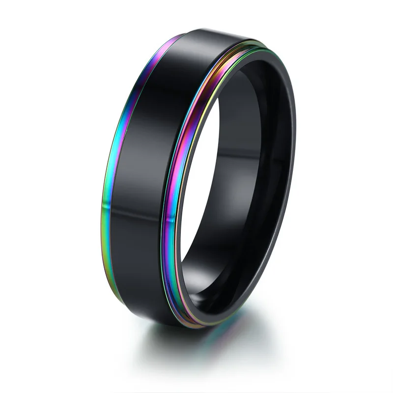 Vnox, черное, нержавеющая сталь, основное кольцо для мужчин, с радужной линией, классическое мужское обручальное кольцо, много цветов, ювелирное изделие, кольцо - Цвет основного камня: 405