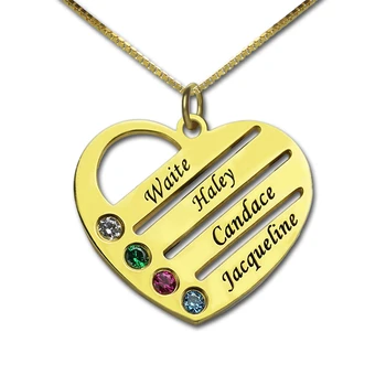 

Sweey Dropshipping Mothers Birthstone Heart Necklace Engraved Names Silver/Gold Valentine Birthday for Ebay/Amazon/Etsy