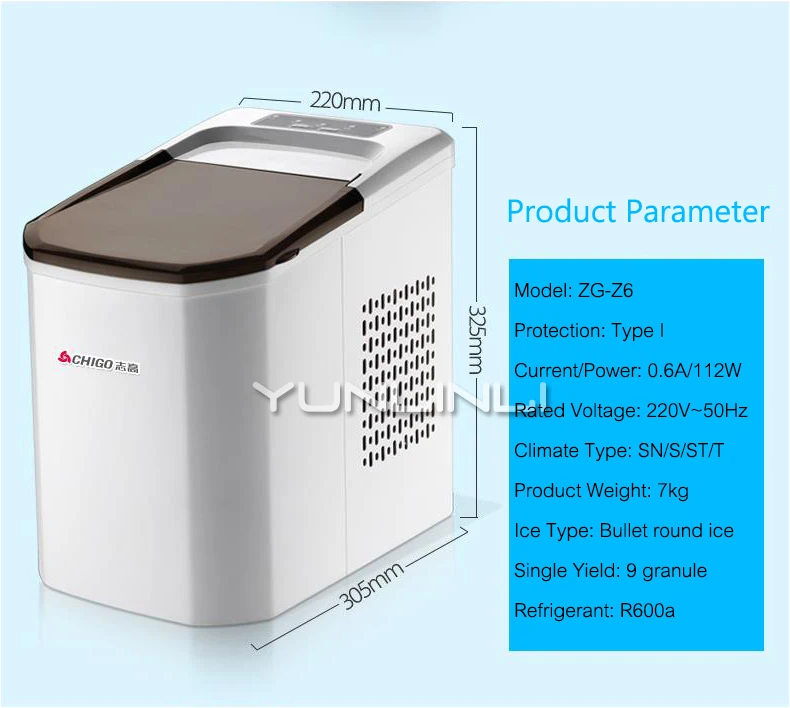 Мини-льдогенератор бытовой/коммерческий маленький размер льдогенератор 220 В полностью автоматическая машина для льда ZG-Z6