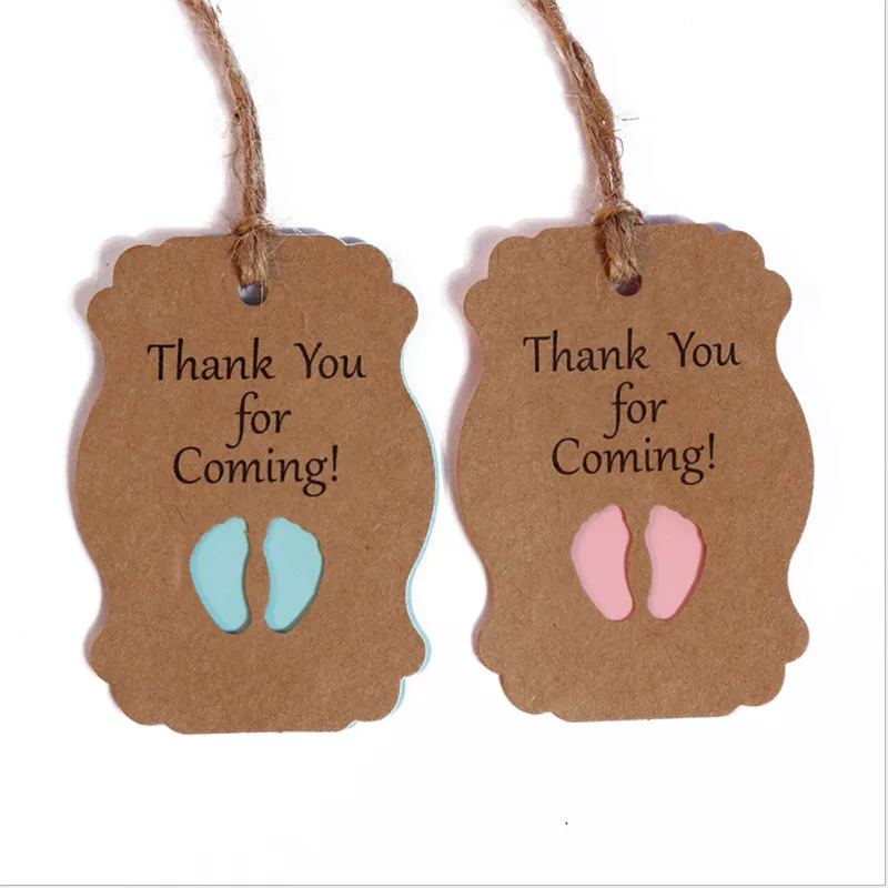 25pcs Thank You for Coming Kraft Paper Tag Baby Shower Decorations Gift Packaging Tags Boy Birthday Party Kids Candy Box Label-S