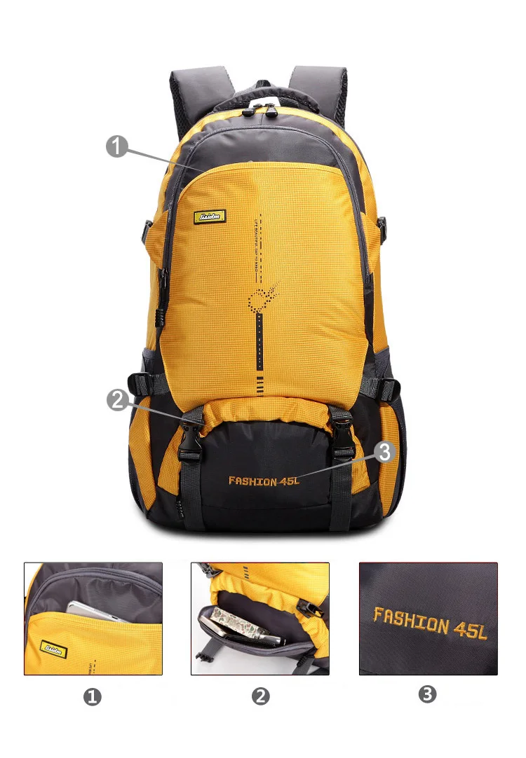 Best 45L Nylon Waterproof Climbing Bags Men Women Bicycle Travel Mountain Hiking Backpacks Ultralight Outdoor Camping Sports Bag 8