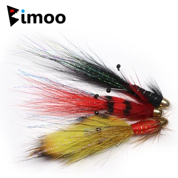 

Bimoo 4PCS Conehead Fire Tiger / Black/ Red Francis Snaelda Salmon Tube Flies & Trebles