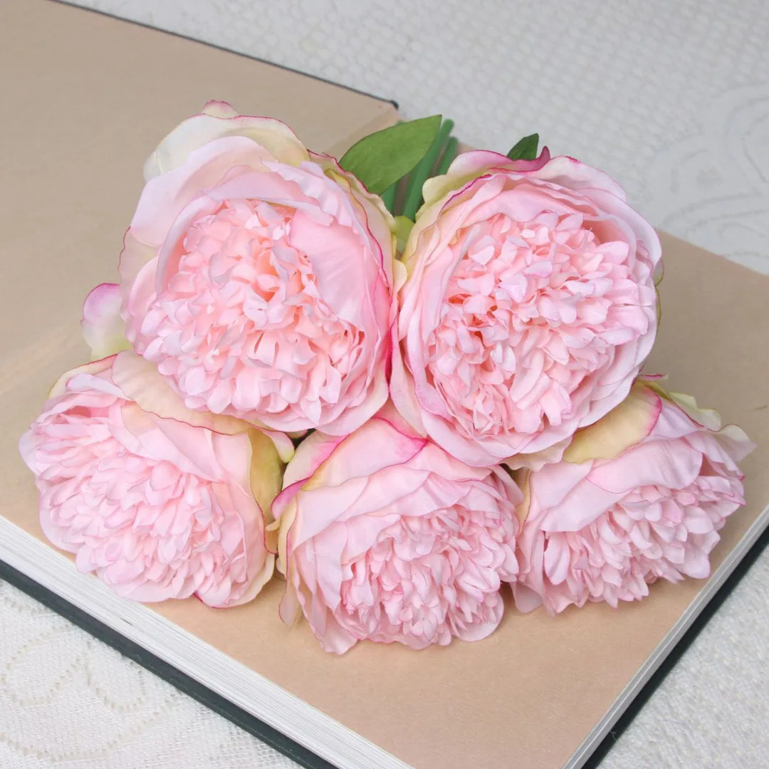 1 Bouquet Artificial  High Quality Fake Peony Bouquet Flower Decoration Simulation Flower Silk Artificial Peony Flowers