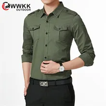 WWKK Новая мужская рубашка бренд мужские рубашки высокого качества с длинными рукавами Повседневные однотонные облегающие мужские рубашки цвета хаки 5XL