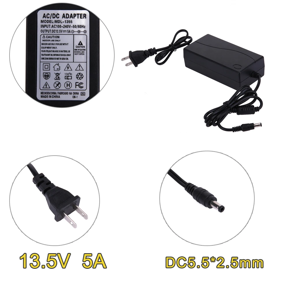 13,5 V 5A импульсный источник питания адаптер переменного тока в постоянный двойной кабель преобразователь напряжения Регулятор адаптер питания 5,5x2,1-2,5 м