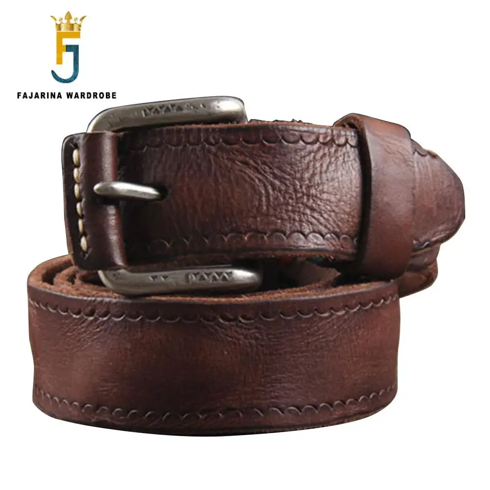

Top Quality Personality Tide Men's Cowhide Genuine Leather Belt Western Retro Styles Cow Skin Clasp Belts for Men N17FJ090