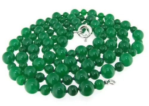 

Hot sell ->@@ Long Charm Necklace Round Green Jade 6mm 10mm Beads 50" AAA+ WW -Top quality free shipping
