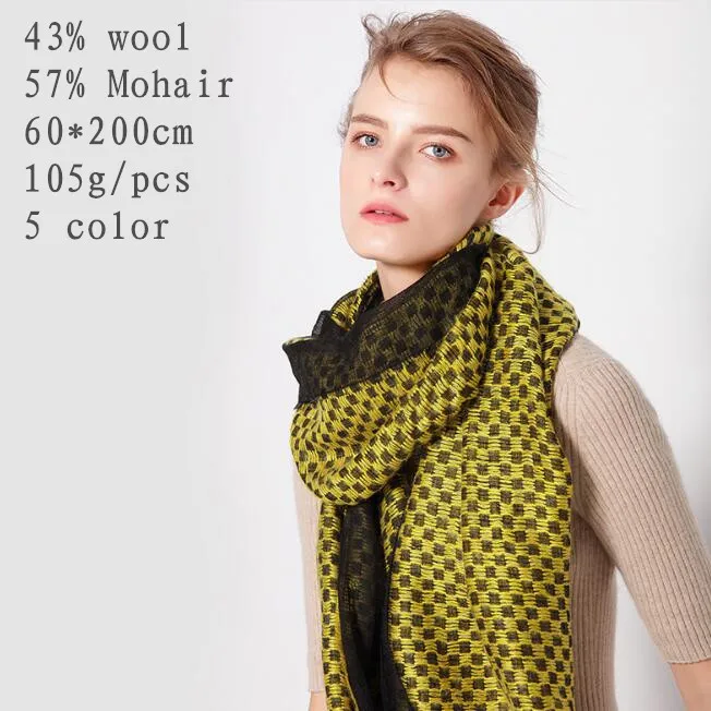 

Naizaiga thin 43% wool 57 Mohair blending fashion shawl women plaid luxury pashmina spring thin shawl, PS13