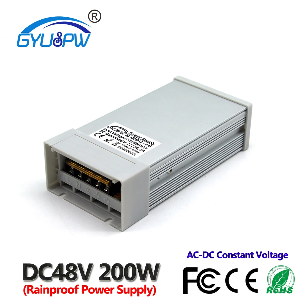 

Single Output 48 volt Rainproof Switching Power Supply For CNC 3D Print 48V 4.2A 200W led Driver AC100-240V Input to DC48V SMPS