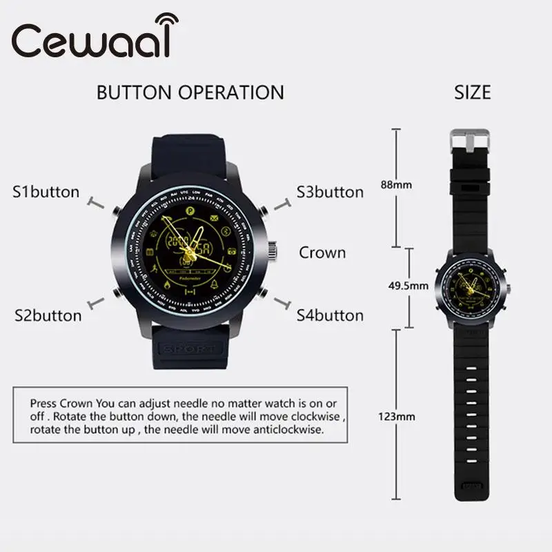 Cewaal Smart Bluetooth ЖК дисплей для часов DX18 Водонепроницаемый соцсети шагомер Мода Многофункциональный Смарт наручные часы
