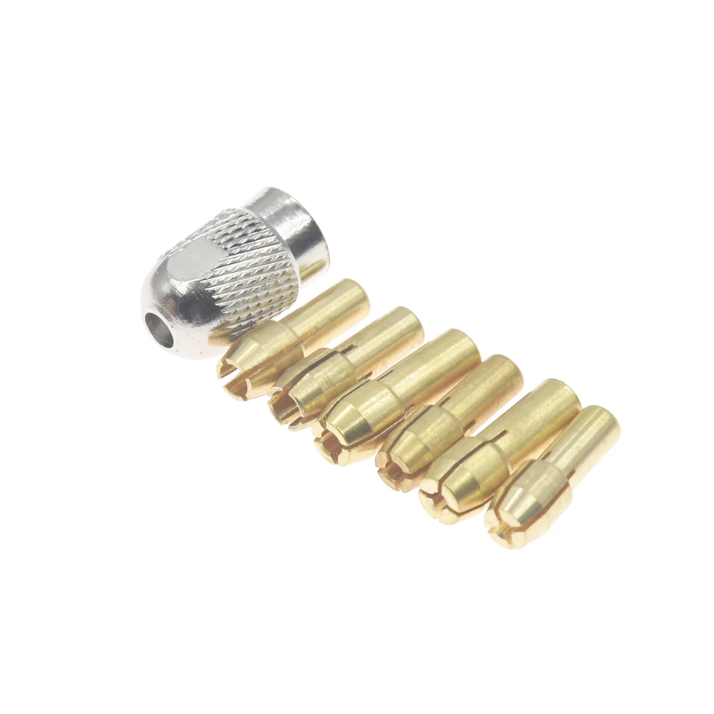 7Pcs Drill Chucks Collet Bit Brass 1.0-3.2mm 4.3mm Shank for Rotary Tool 