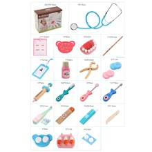 20Pcs Set Wooden toys Funny play Real Life Cosplay Doctor game toy Dentist Medicine BoxPretend Doctor Play For Children