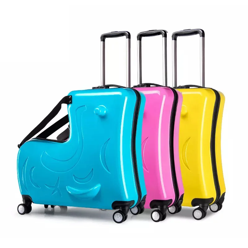 Kids fashion skateboard rolling luggage 20/24 inch children spinner travel trolley case cute baby carry on suitcase