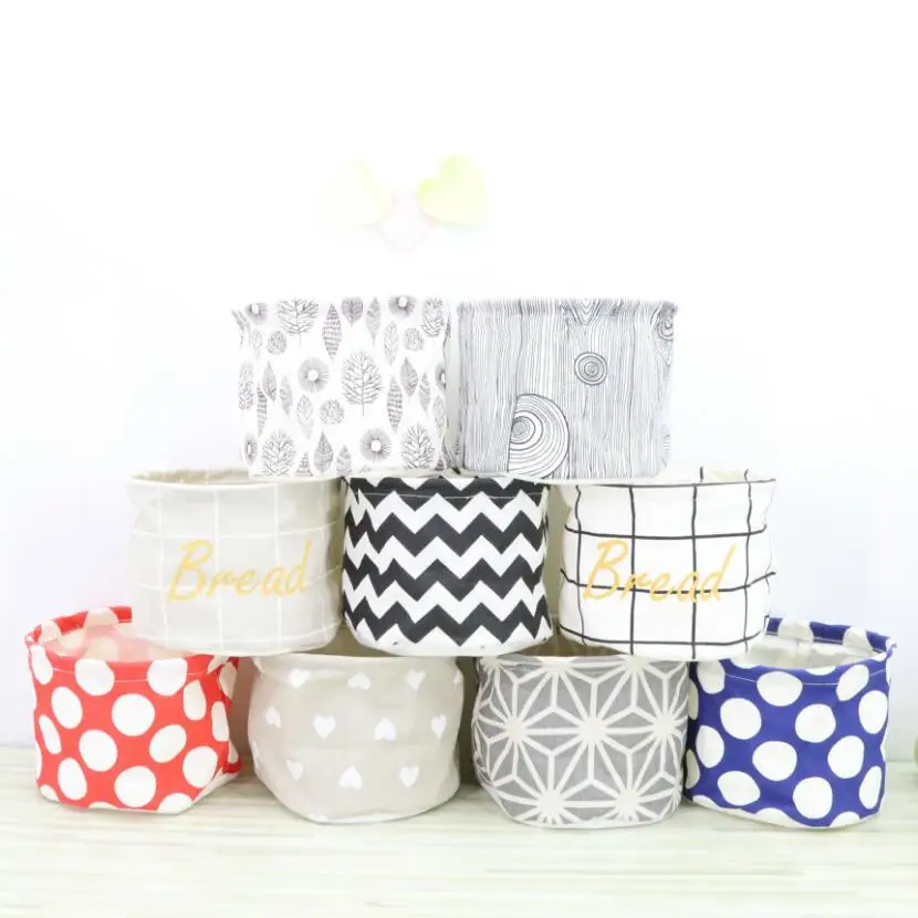 

New Desk Storage Box Linen Cotton Geometry Pattern Storage Organizer waterproof Cloth Storage Basket Cosmetic Case toy Organizer