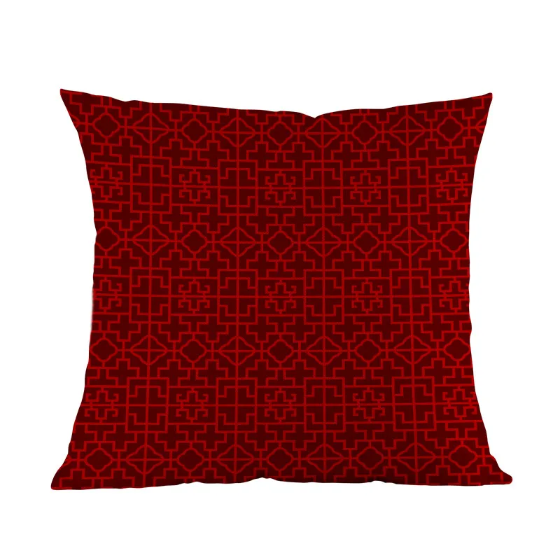 Китайский китайский красный льняной чехол для подушки с геометрическим узором, домашний ресторан, китайский стиль, декоративная наволочка для дивана и стула - Цвет: M