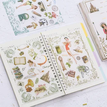 

5PCS New Cartoon Creative Retro Girls Children Stationery Stickers For DIY Albums Scrapbooking Diary Decoration Depicting