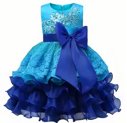 Новинка 2017 года, платье для девочек детские кружевные праздничные Свадебные платья с оборками детская одежда для девочек платье принцессы