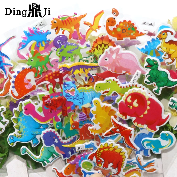 

10Sheets Cartoon Animal Stickers Pack 3D Dinosaur Pegatinas Toys Funny Graffiti Educational Toy For Children On Scrapbook