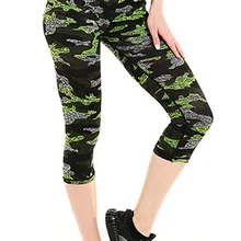 Женские темно-зеленые камуфляжные леггинсы для фитнеса быстросохнущие брюки до середины икры брюки ropa mujer