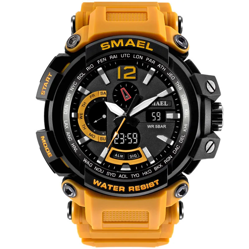 Новинка SMAEL модные мужские часы светодиодный двойной дисплей цифровые электронные спортивные наручные часы# NN0311 - Цвет: Orange
