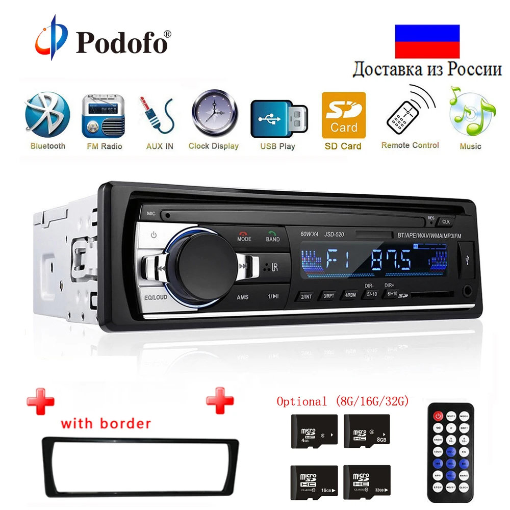 Podofo Autoradio JSD 520 12V In dash 1 Din Bluetooth font b Car b font font