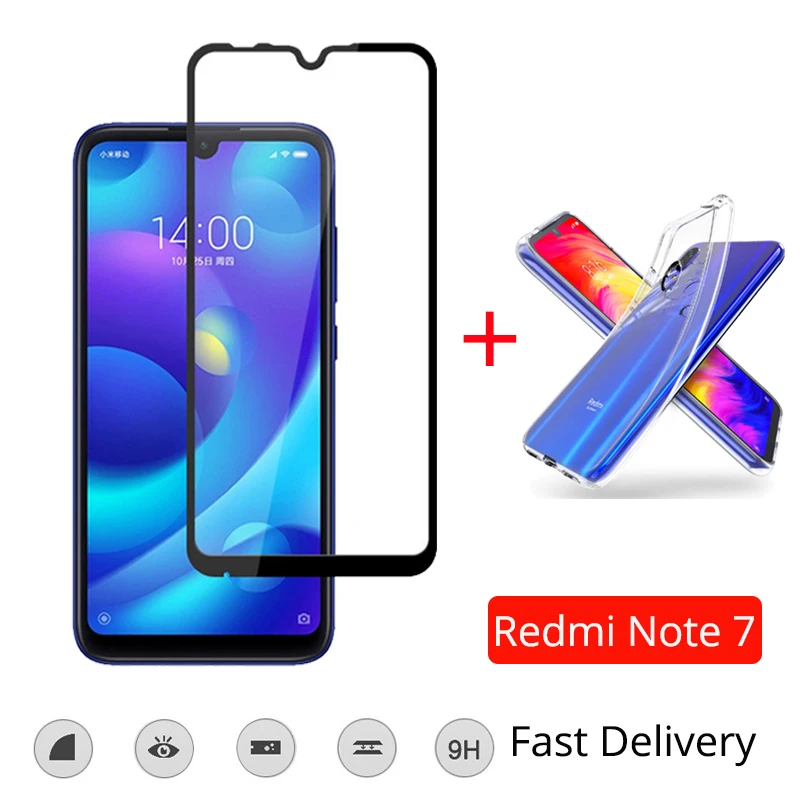 

2019 Hot Sale Redmi Note 7 Case with Tempered Glass Screen Protector Xiaomi Redmi Note 7 Pro Glass Full Cover Redmi Note 7 Glass