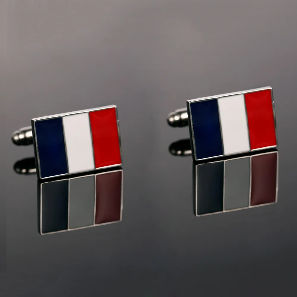 CHUKUI Luxury Men's Cuff Button Copper Material French Flag Cufflinks Fashion Enamel Cuff Links  (4)