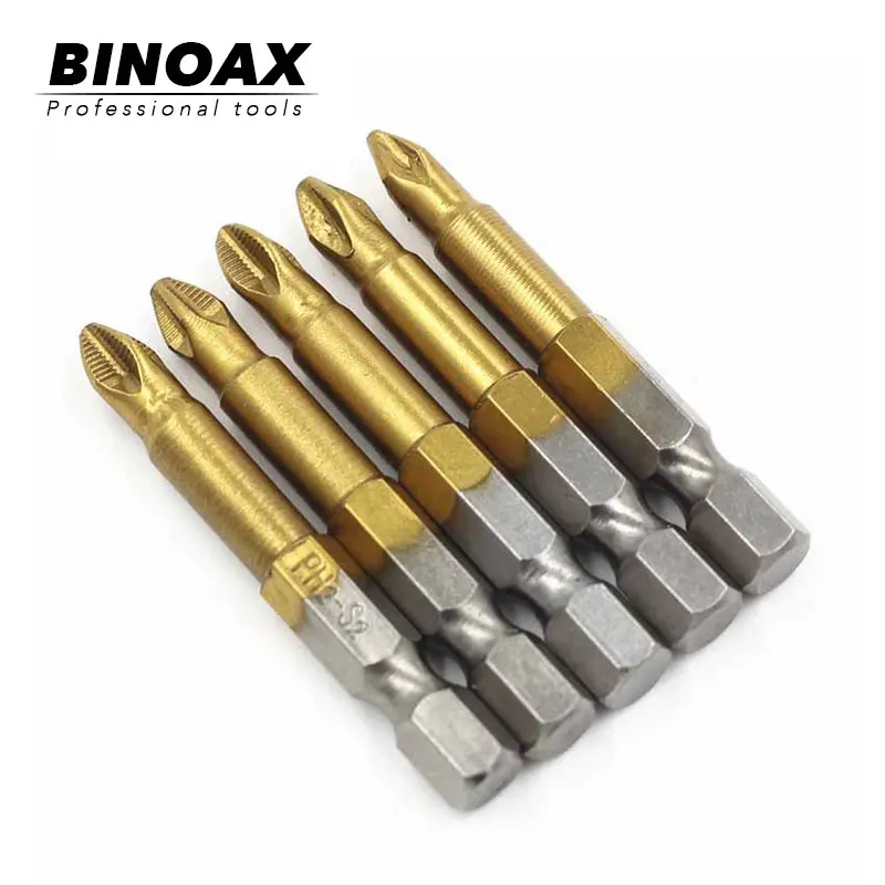 

BINOAX 5pcs 50mm Power Drill Bit Tool 1/4 Hex Shank Magnetic PH2 Phillips Cross Head Screwdriver Bits