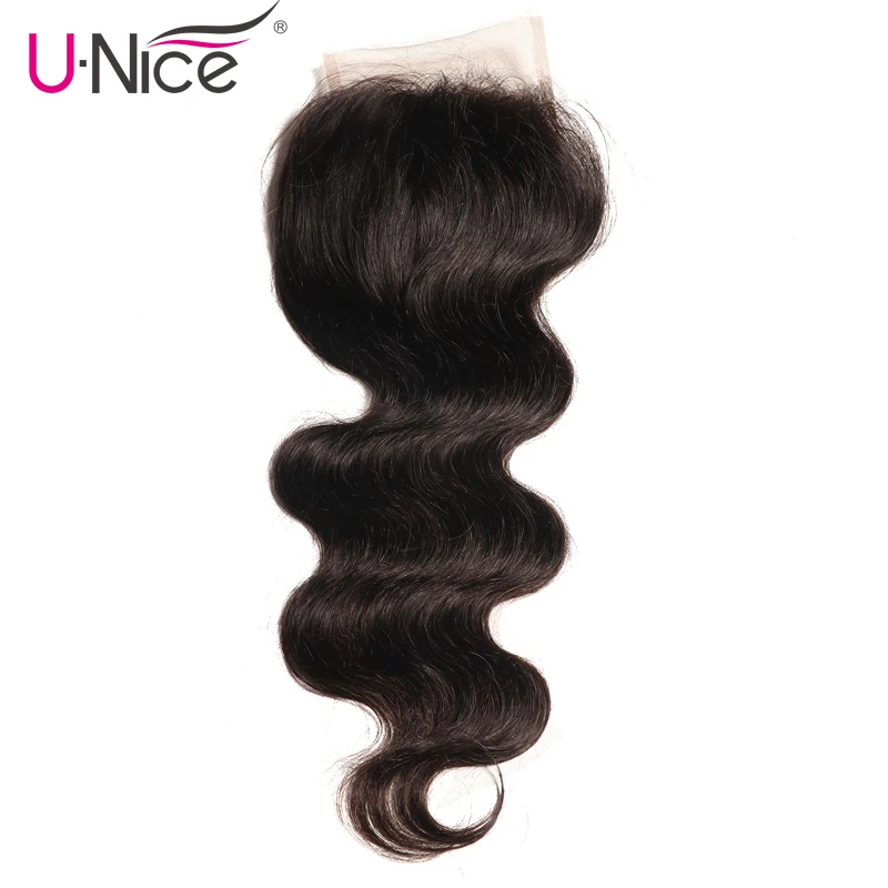 

UNICE HAIR 1 Piece Malaysian Body Wave Closure Free Part Remy Hair Lace Closure 4"x4" Swiss Lace Natural Human Hair 120% Density