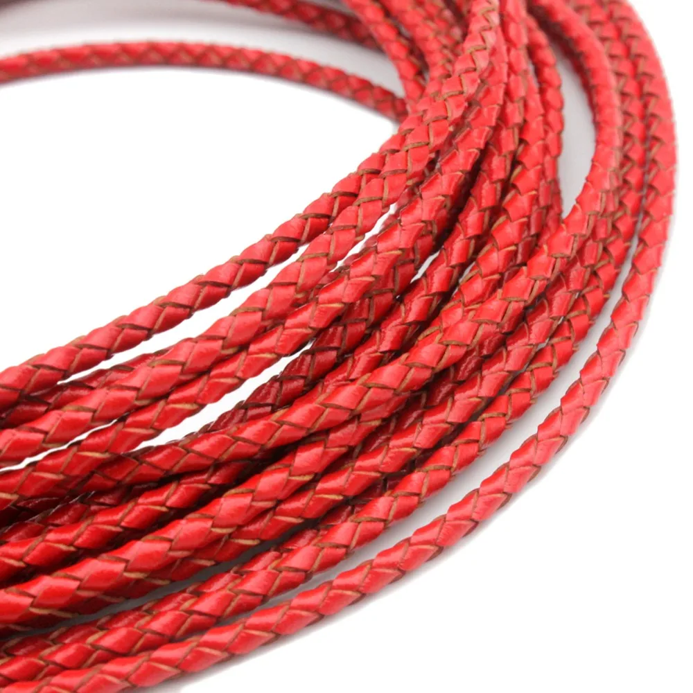 1 ярд 3 мм круглый красный плетеный кожаный плетеный шнур для плетения ожерелья и браслетов для изготовления ювелирных изделий Бисероплетение Шнур BP3M65