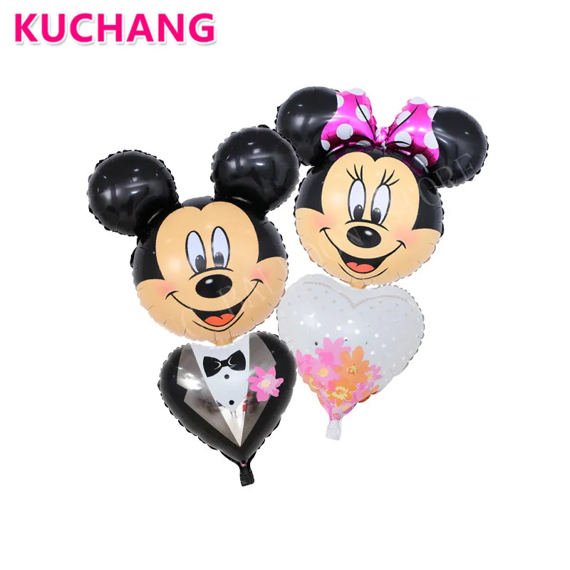 

2pcs/lot Minnie Mickey Mouse Bride Groom Wedding Dress Suit Cartoon Foil Balloons Wedding Marriage Room Decoration Supplies