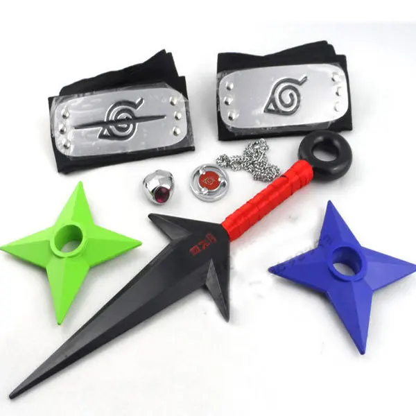 Naruto double Headband suite with 7pcs a set rebel Kiba Cosplay Weapons