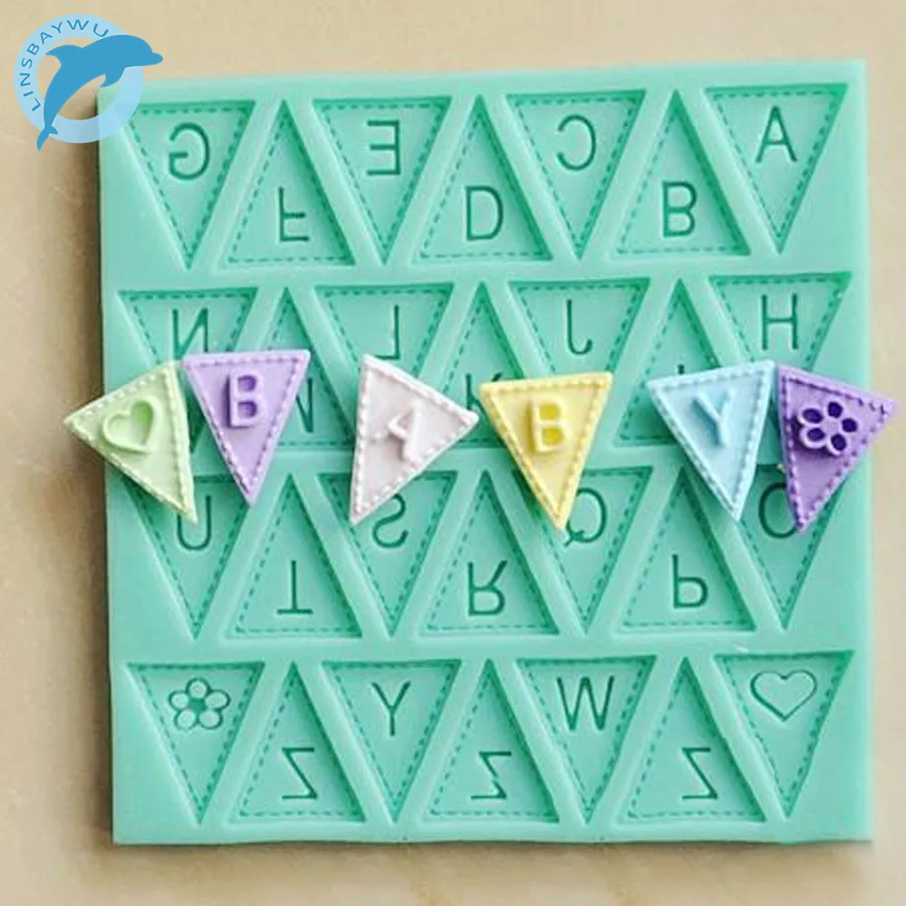

LINSBAYWU cooking tools Flag Shape 26 English Letters Silicone Mold Chocolate Fondant Cake Decorating Tools Free shipping