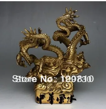 

WBY fast ship Chinese two Dragon playing bronze statue