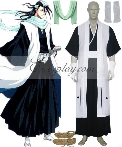 

65% cotton+35% polyester Japanese Anime Outfit Bleach 6th Division Captain Kuchiki Byakuya Cosplay Costume E001