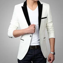 Стильный мужской повседневный приталенный костюм на одной пуговице, поп Блейзер, белый пиджак