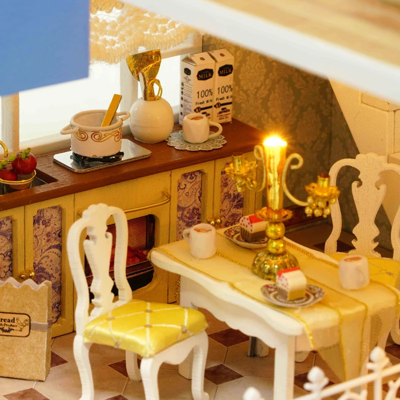 DIY Миниатюрная модель Кукольный дом с мебели светодиодный 3D деревянный дом ручной работы кукольный домик игрушки подарки на день рождения для детей A061