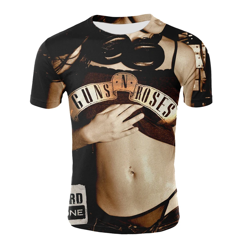 Новинка, Мужская 3D футболка, известный бренд guns N Roses, футболка с коротким рукавом для мужчин/женщин, guns N Roses, футболка с коротким рукавом, Прямая поставка