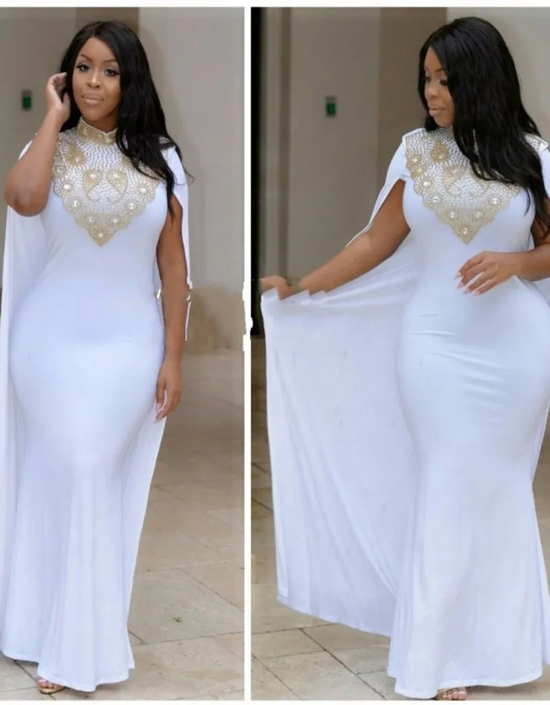 white cape dress plus size