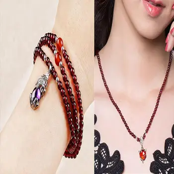

Beautiful Nature Genuine AAA High Quality Red Garnet Handmade Dual-Purpose Ornament PiuXiu lucky Bracelet/Necklac*Free Gift Box