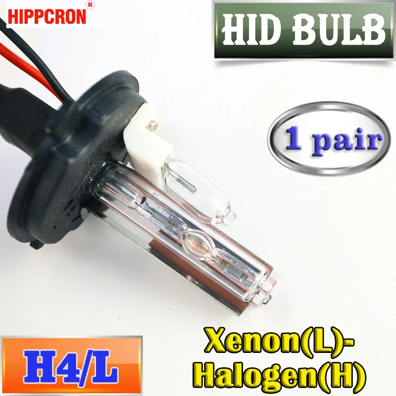 

hippcron 2 Pieces H4/L XENON Halogen HID Bulb AC Car H4-2 Hi/Lo XENON(Low Beam) Halogen(High Beam) 12V 35W 6000K 8000K 10000K
