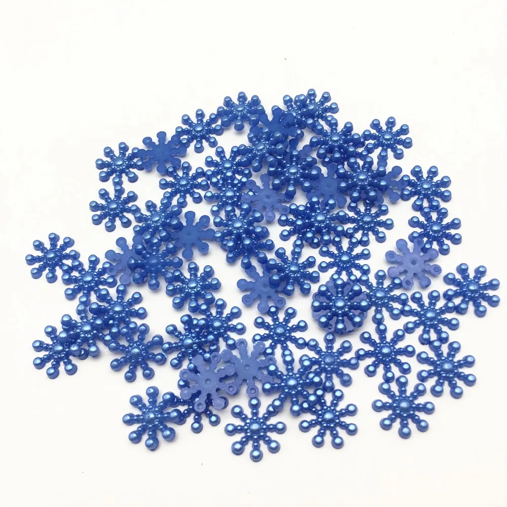 

100pcs Pink Blue 15mm Snowflake Pearls Flatbacks Emebellishments Christmas Cabochons diy Crafts Scrapbooking