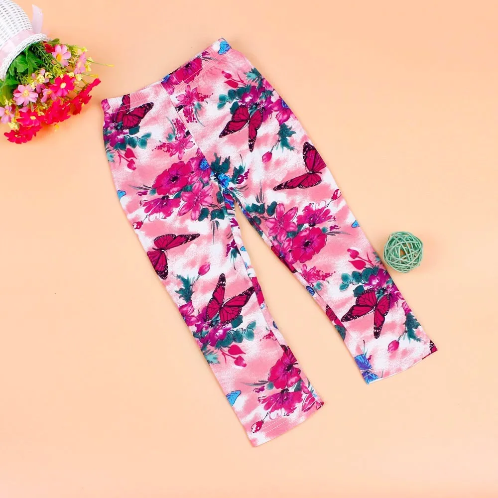 Hot girls floral pants leggings for girls summer kids skinny pants children trousers pants flower girl leggings 3-8 Years T