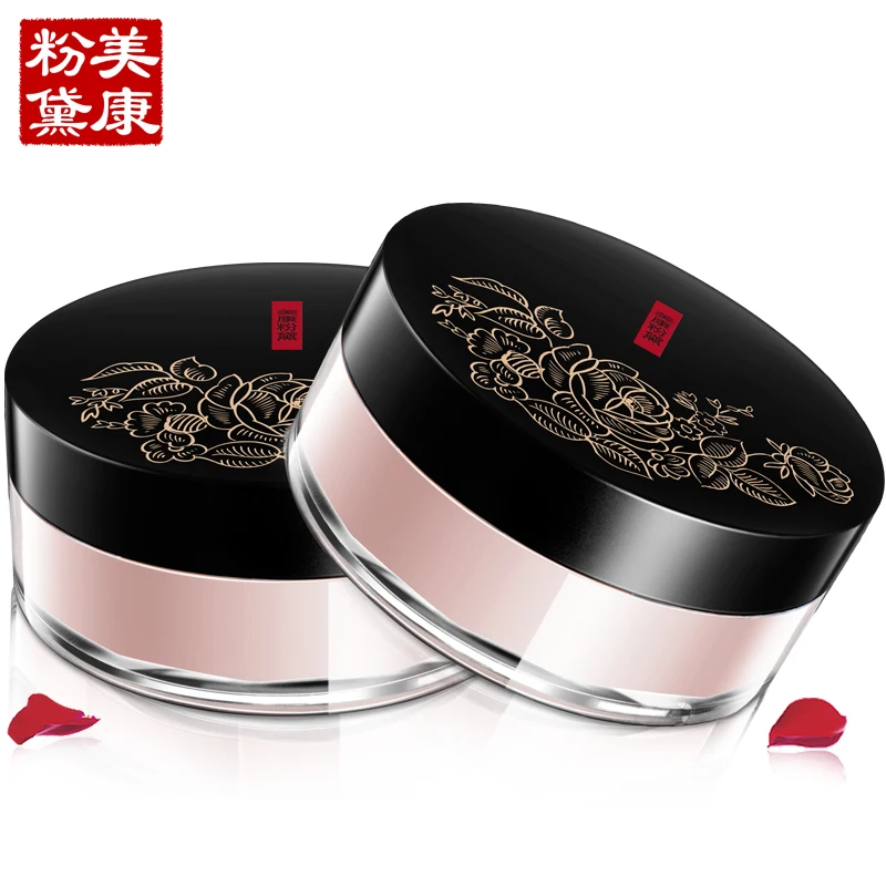 MEIKING Rose Plant Powder Oil Control Loose Powder Cosmetics 12g Compact Whitening Brighten Skin Tone Makeup Mineral Powder